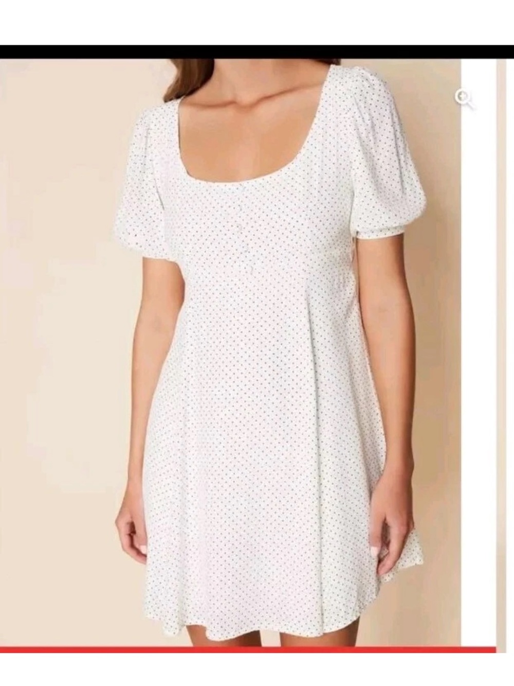 Faithfull the Brand White Mini Dress with Black Micro Dots